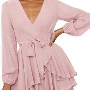 Pink puff sleeve dress
